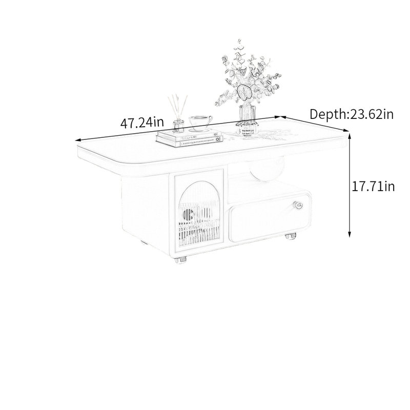 Glenhaven, 17.71" H x 47.24" L x 23.62" D, Blanc