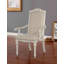 Ensemble de table de salle à manger blanc antique 7 pièces avec rallonge et 4 chaises d'appoint 2 chaises avec accoudoirs en tissu ivoire-385310987