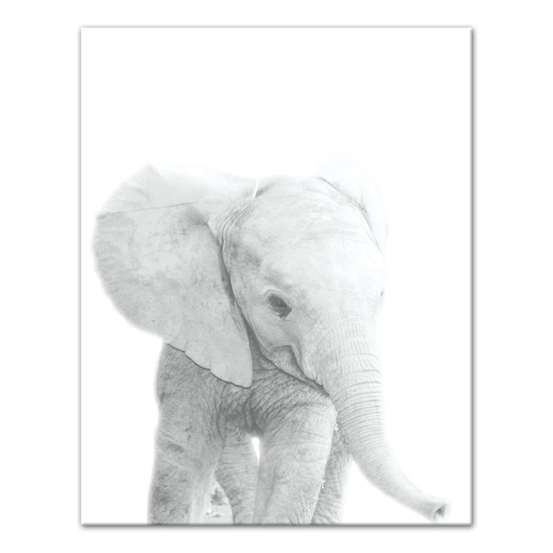 Art sur toile d’éléphant baby Becerra, H 14 po x l 11 po x P 1,25 po
