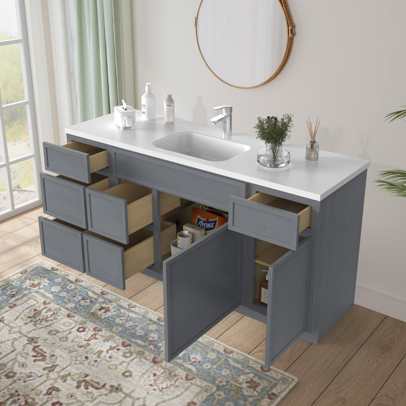 Base de meuble-lavabo simple 66 po seulement, Argent