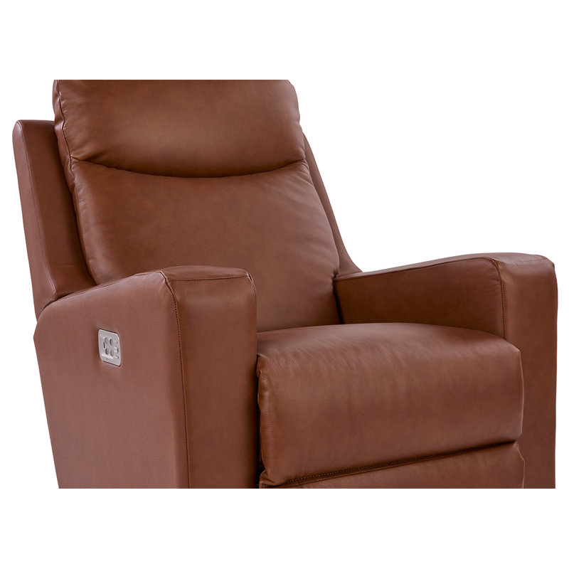 Emmons Leather Rocker Recliner, Oak