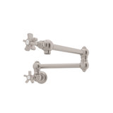 Country Kitchen Two Handle Wall Mounted Swing Arm Fold Away Pot Filler Faucet with Handles