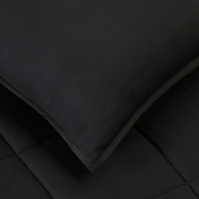 3-Piece Microfiber/Polyester Comforter Set, King, Black/Gray