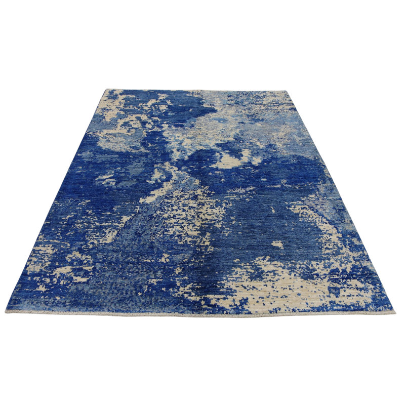 Hand Knotted Wool Area Rug in Multi