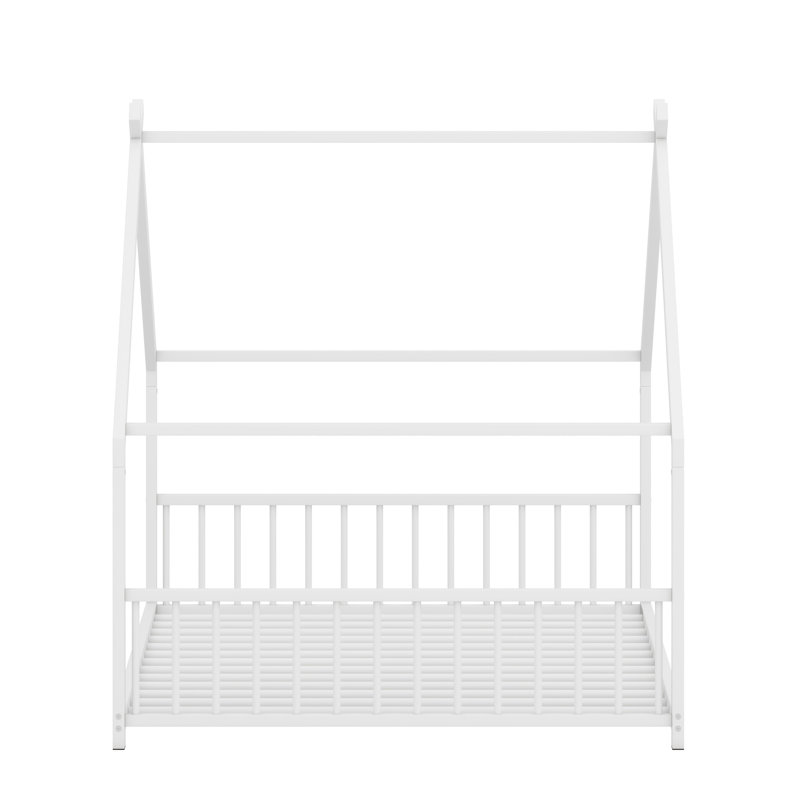 Structure de lit House en métal, Blanc