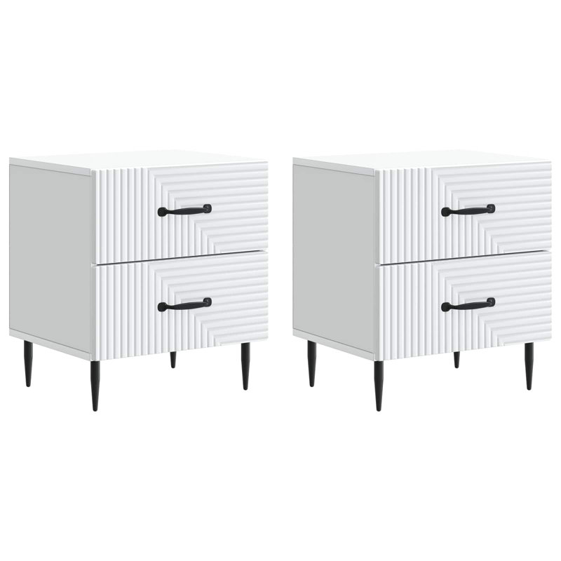 43cm W Manufactured Wood Bedside Table, White