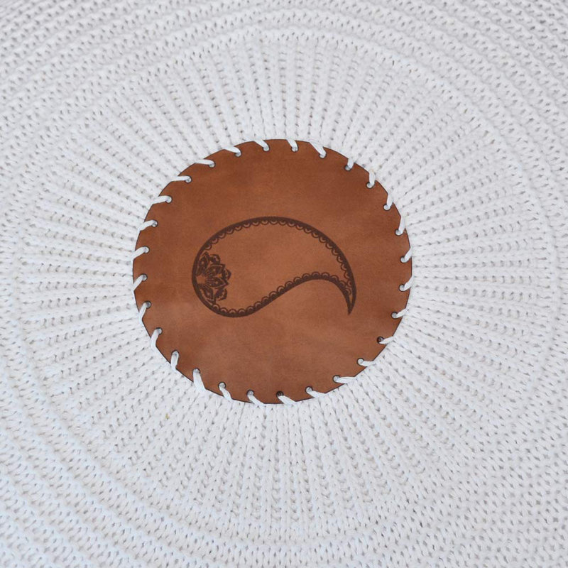 Pouf rond de 19 po de largeur, Blanc