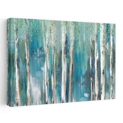 Cerulean Forest I Abstract Tree Forest Nature Painterly All, peinture d'art contemporain