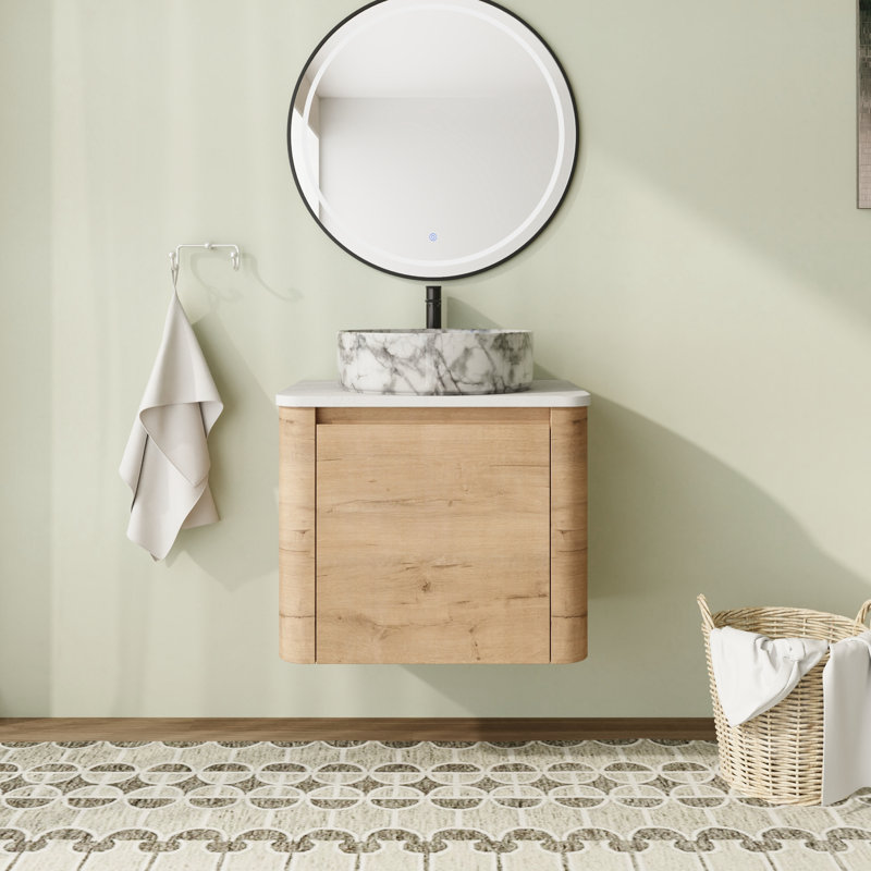 Meuble-lavabo mural 24 po avec comptoir en quartz