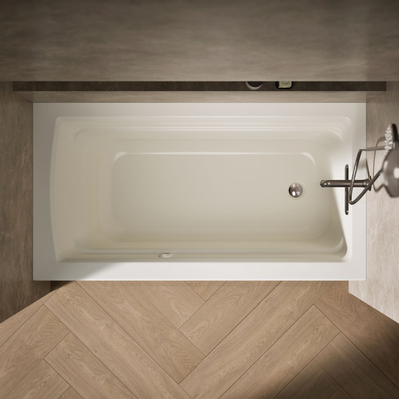 Archer® 60" x 32" Alcove Air Acrylic Bathtub Heater Included, Right, Biscuit