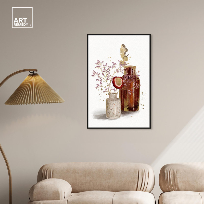 Farmhouse Floral Canvas Art with Black Frame, 20" x 30"