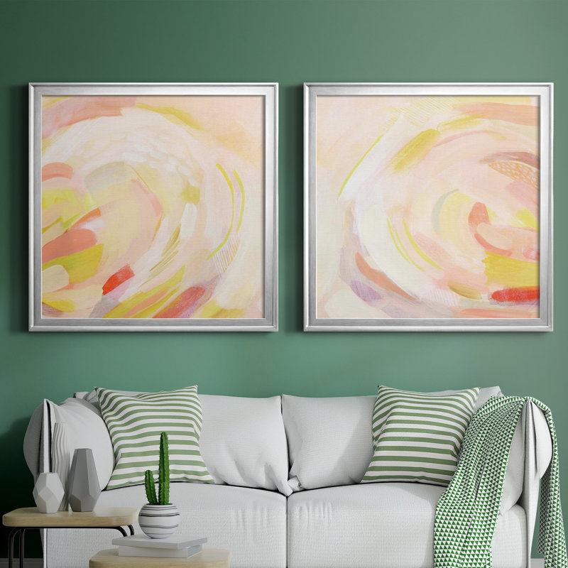 Sunburst Blossom I Sunburst Blossom I - ensemble de 2 reproductions d'art encadrées, H 26,5 po x l 53 po x P 1,5 po