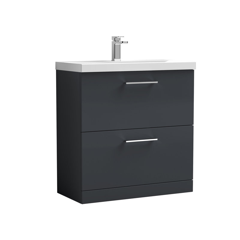 Arno 810mm Single Bathroom Vanity with Integrated Vitreous China Basin, Satin Anthracite