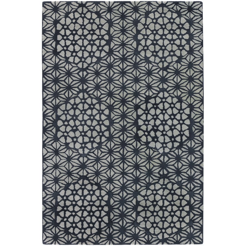 Tapis noir / blanc Katelynn, Rectangle 5 pi x 7 pi 6 po