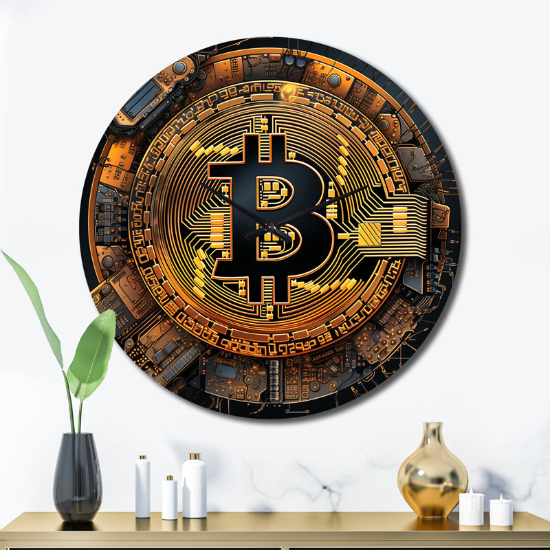 Bitcoin Crypto Seal Metal Wall Clock, Extra Large