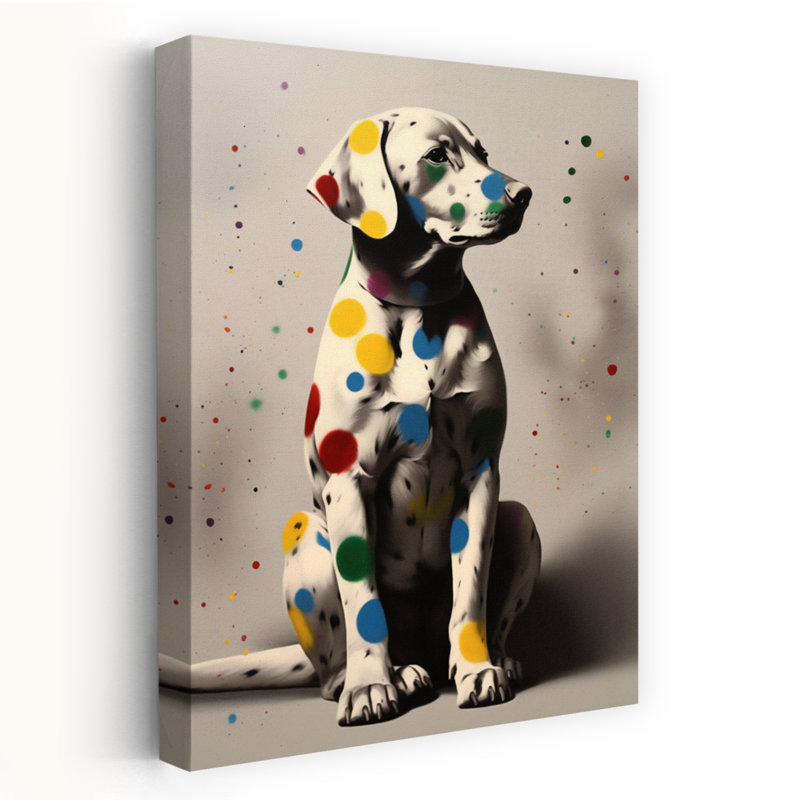 Art mural contemporain à pois, Labrador, H 60 po x l 40 po