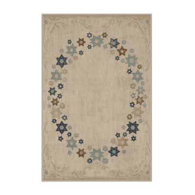 Soft Plush Eslinger Hanukkah Modern & Contemporary Abstract Area Rug in Beige – Beige Binding