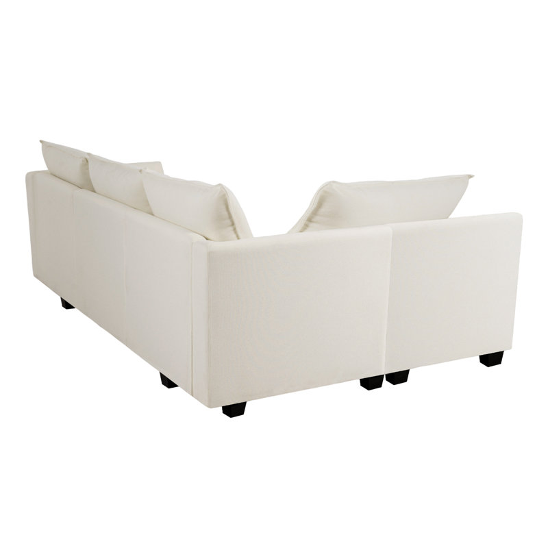 Drashti Convertible Modular Sectional Linen Sofa for Living Room, Apartment, Office, White