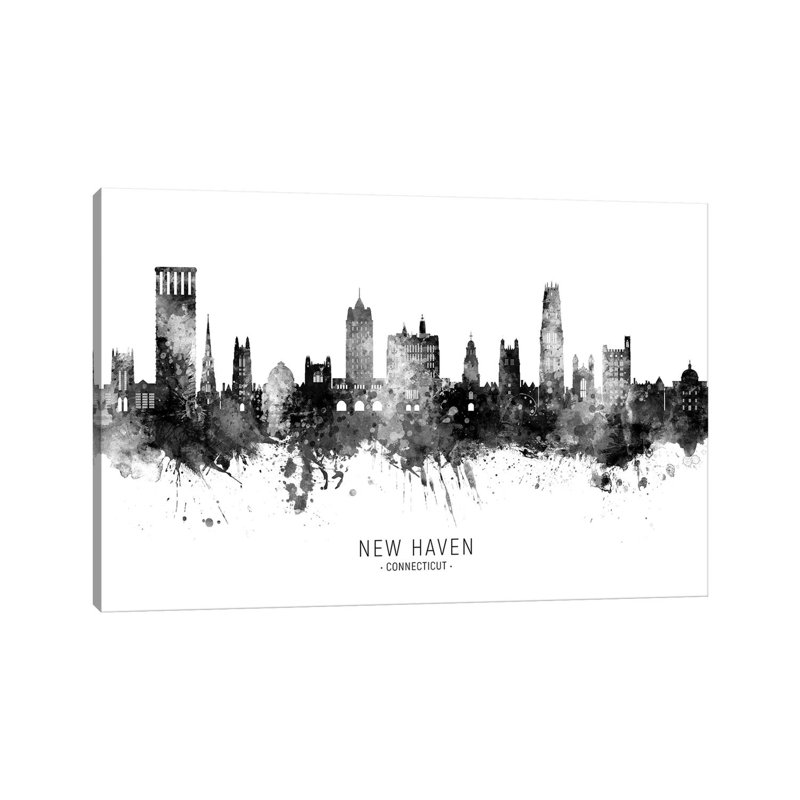 New Haven Connecticut Skyline Name by Michael Tompsett - Wrapped Canvas Painting, 101.6 cm H x 66.04 cm W