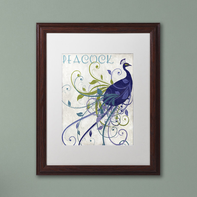 Jadaya «Peacock Nouveau I» par Color Bakery, impression encadrée, Blanc, H 20 po x l 16 po x P 0,5 po