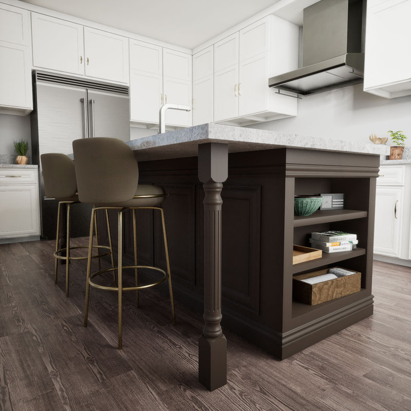 Alder Wood Fluted Cabinet Column, 35.5" Height