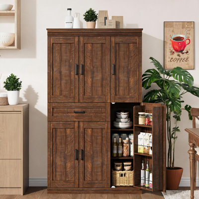 Armoire de rangement de 70 po de hauteur, garde-manger moderne | avec portes et tablettes, garde-manger autoportant avec grand tiroir de rangement pour la salle à manger et l'organisation du ménage