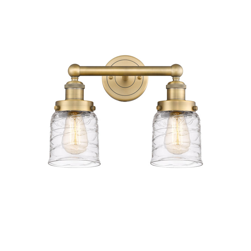 Éclairage pour meuble-lavabo à 2 lumières à intensité variable Corralitos, Tourbillon déco transparent, Laiton brossé