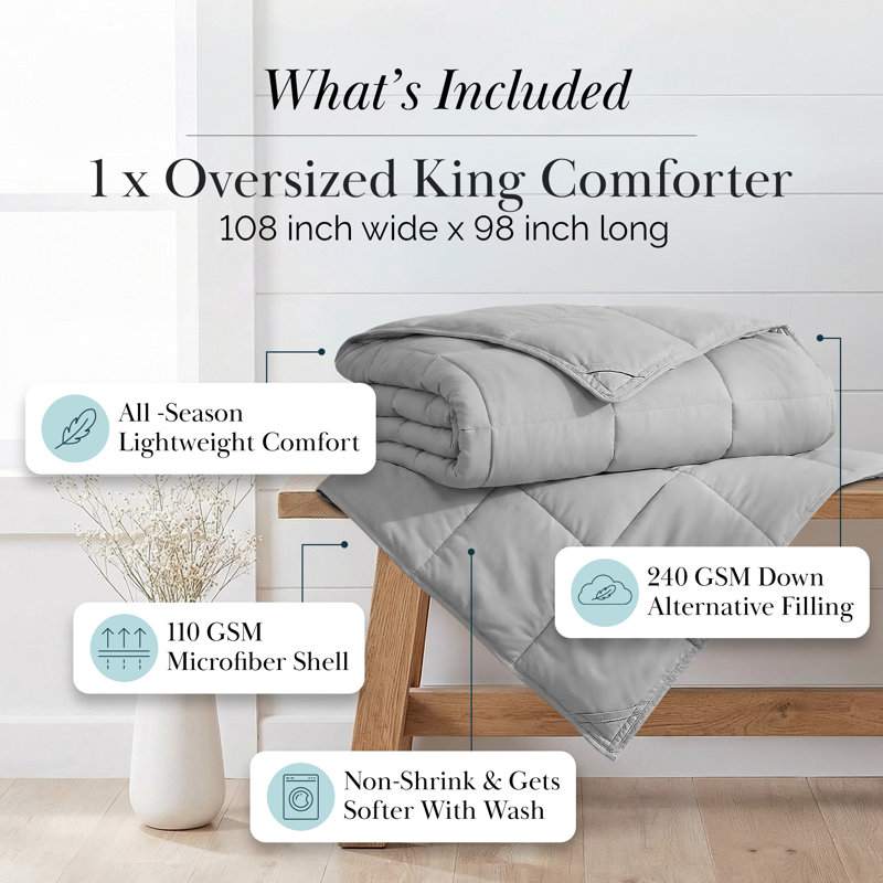 Édredon en duvet synthétique Southwest Fine Linens, Édredon très grand, Gris acier