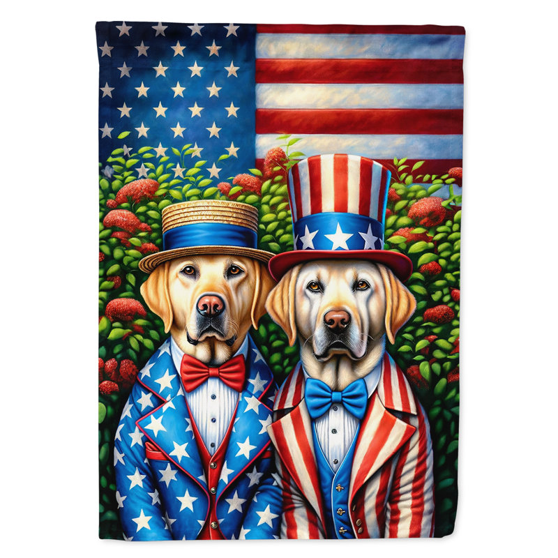 Drapeau «All American House», Étoile bleue / Labrador Retriever à rayures roug