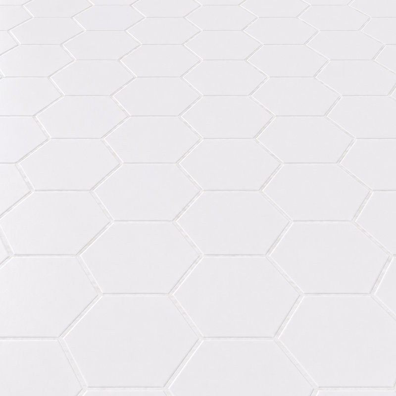 Mosaïques Tuxedo Hexagone Blanc 4 pouces, Hexagone 4 pouces blanc