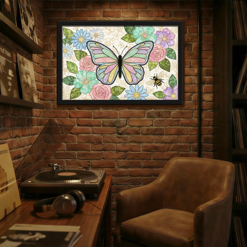 Animaux, animaux, fleurs, abeilles, impression de motifs de jardin, H 16 po x l 24 po