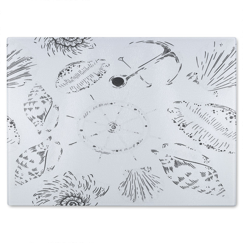 Drawn Nautical Elements Glass Chopping Board
