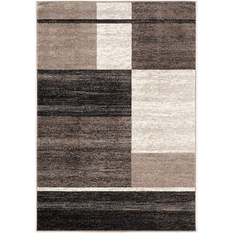 Tapis géométrique brun / beige, Rectangle 7 pi x 9 pi