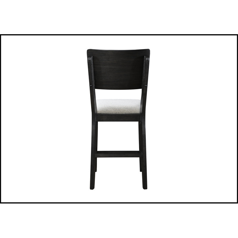Chaises à hauteur de comptoir 2 pièces noir / gris clair avec dossier complet, structure en bois robuste pour un mobilier de salle à manger élégant