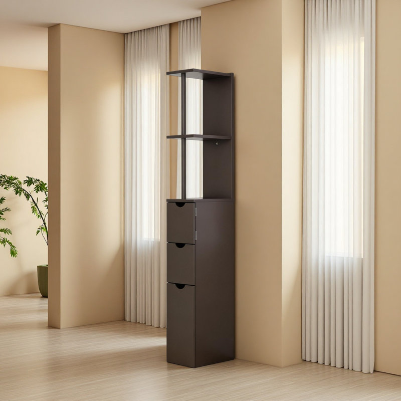 Storage Tower,Side Floor Organizer,Bathroom Storage Cabinet, Brown