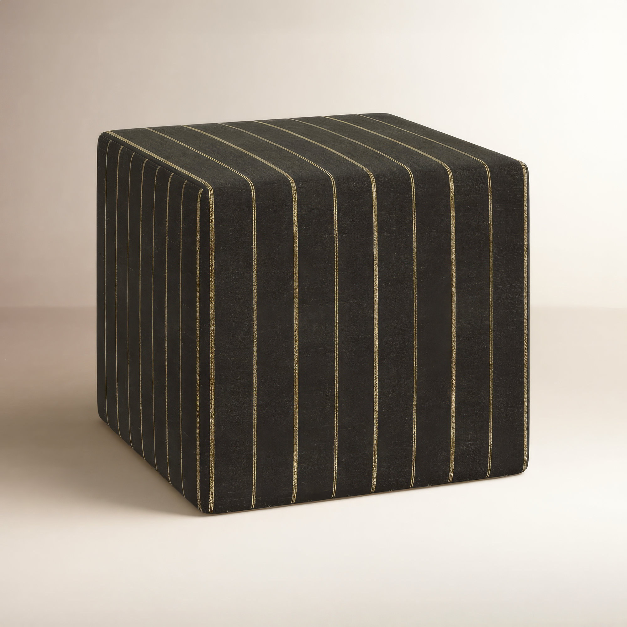 Era Upholstered Ottoman, Fritz Peppercorn Stripe