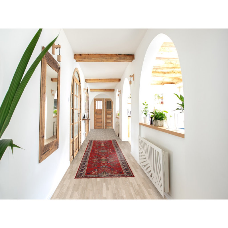 Tapis de couloir indien floral rouge Agra 3 x 12