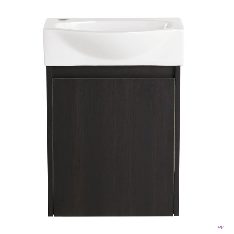 Ensemble de meuble-lavabo pour salle de bain 16 po avec petit meuble-lavabo moderne avec lavabo en céramique, Noir