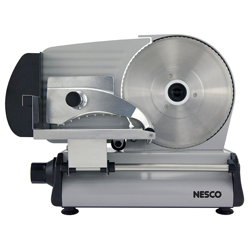 Nesco 8.7" Silver Die-Cast Aluminum Food Slicer with Blade Guard