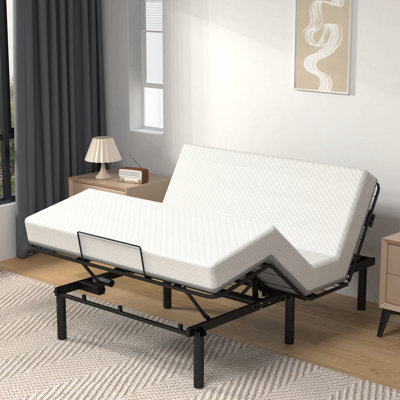 Zero-Clearance Adjustable Bed Base Frame Head And Foot Incline Quiet Motor Queen Size Zero Gravity, Dual USB A+C Ports
