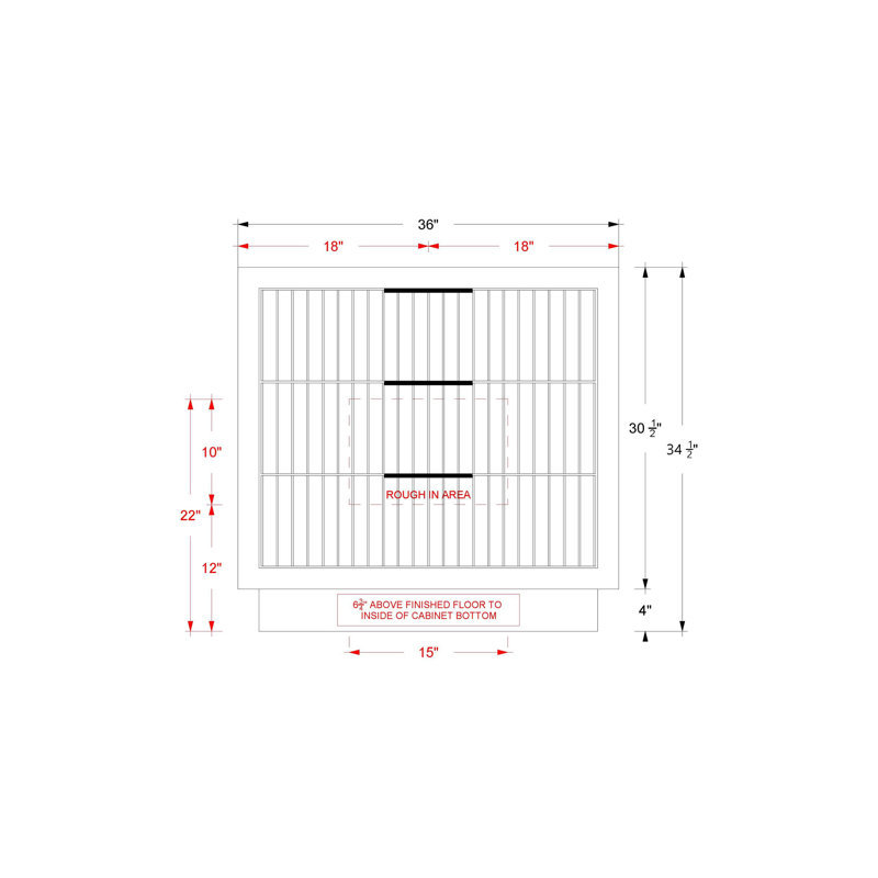 Lecrieú Three-Drawer Single Bath Vanity, 36", Matte Black, Pure White