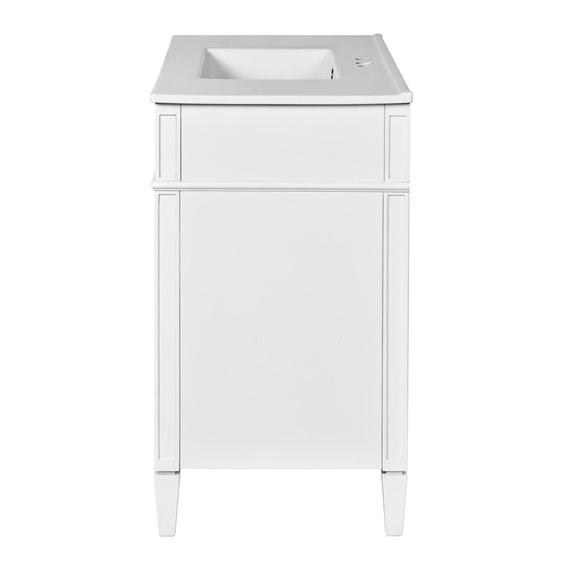 Meuble-lavabo 36 po avec lavabo supérieur, Argent argent, Blanc