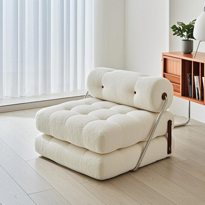 Canapé-lit pliant, canapé-lit convertible, matelas pliable avec support pour le dos, chaise pliante portative, canapé-lit confortable, salon, chambre à coucher, beige, simple