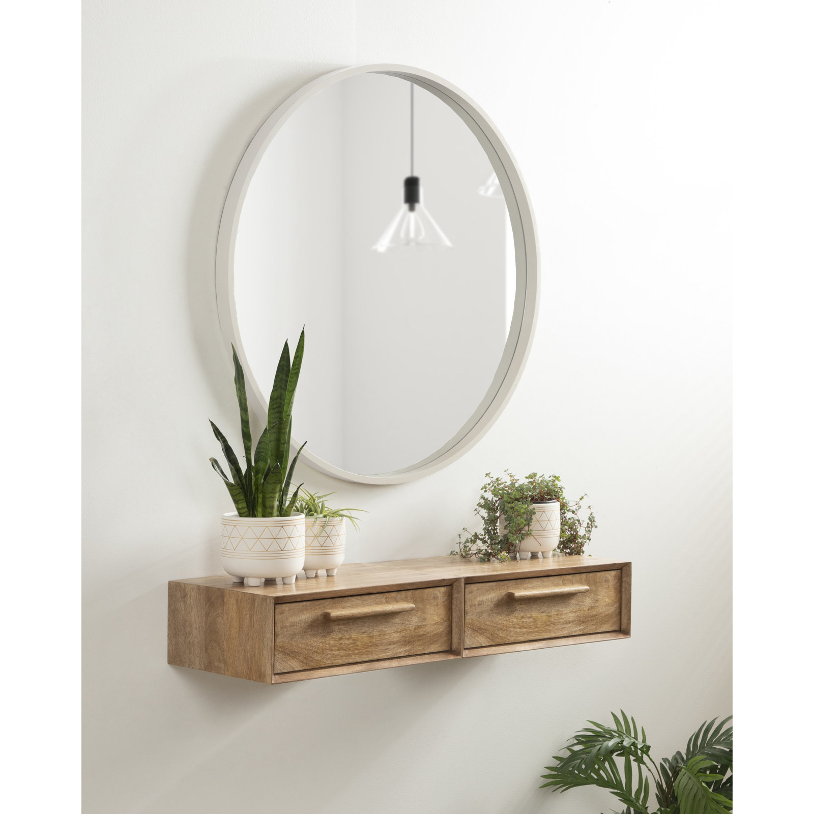 Geoffry Mango Floating Shelf with Drawer, Natural
