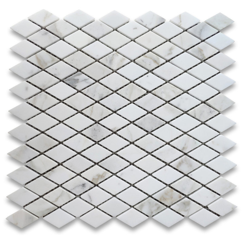 Calacatta 12" x 12" Marble Mosaic Tile, White/Gray