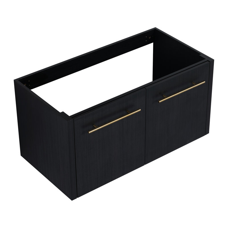 Meuble-lavabo de salle de bain 36 po, châtaignier noir, style moderne avec rangement riche 36 po, attrait et intérieur spacieux
