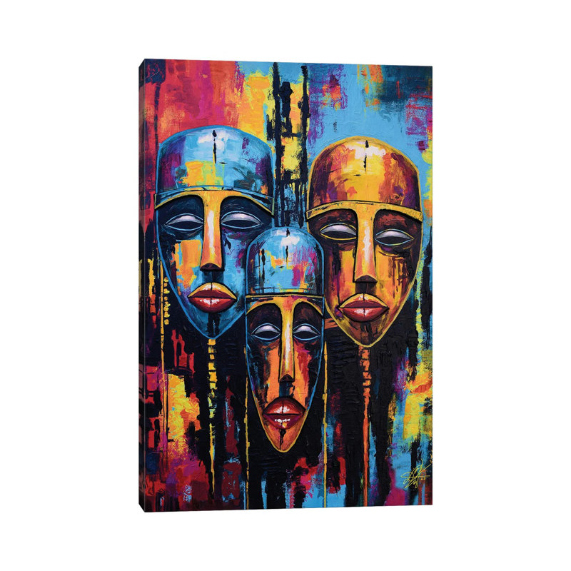Trio de visages, reproduction d'art sur toile tendue