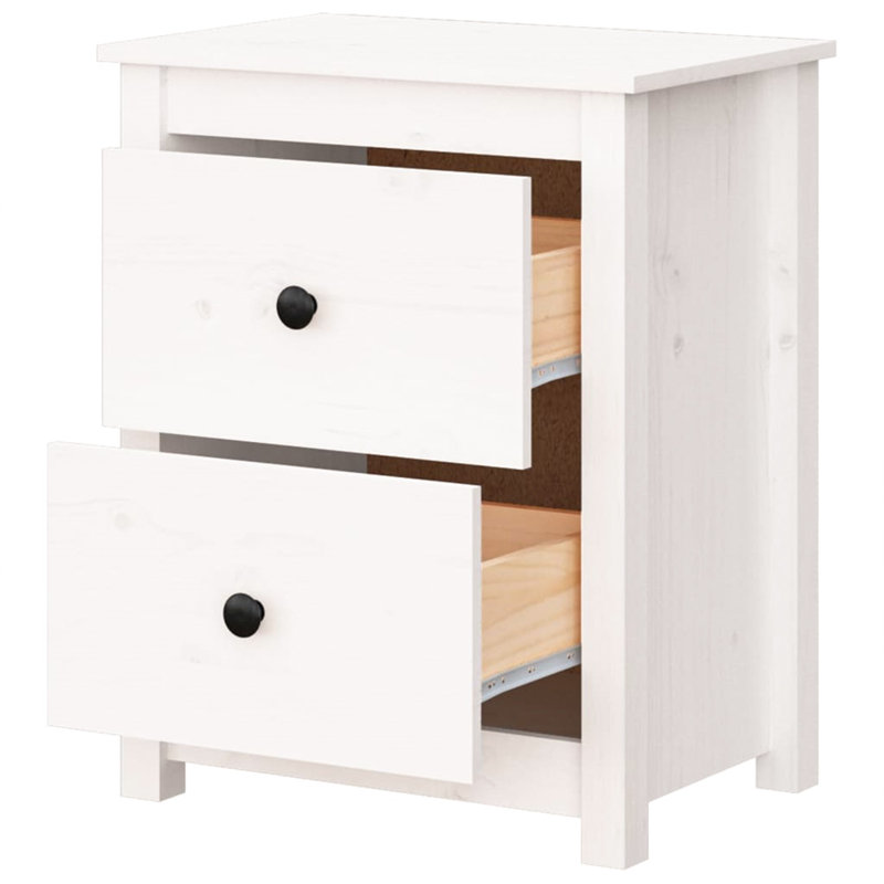 Guthbiorn 50 cm W Solid Wood Bedside Table, White, Individual