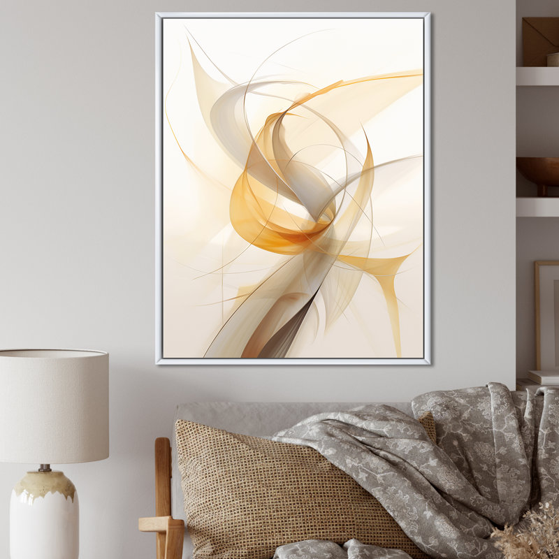 «Tender Whirling Illustration I», reproduction sur toile, Cadre flottant blanc, H 40 po x l 30 po x P 1,5 po