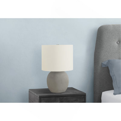 Lighting, 20"H, Table Lamp, Grey Concrete, Ivory / Cream Shade, Contemporary